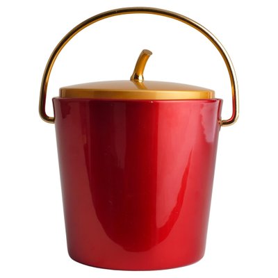 Mid-Century Modern Ruby Red and Gold Ice Bucket from Luxium, France, 1970s-RUK-1678618