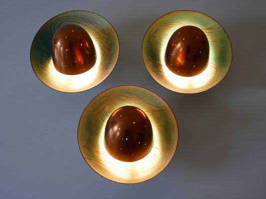 Mid-Century Modern Scandinavian Copper Sconces, 1960s, Set of 3-WPT-1109336