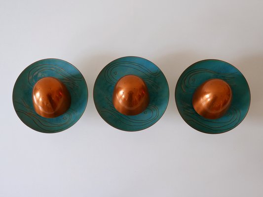 Mid-Century Modern Scandinavian Copper Sconces, 1960s, Set of 3-WPT-1109336