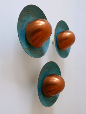 Mid-Century Modern Scandinavian Copper Sconces, 1960s, Set of 3-WPT-1109336