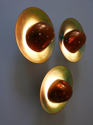 Mid-Century Modern Scandinavian Copper Sconces, 1960s, Set of 3-WPT-1109336