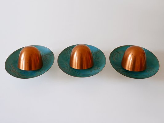 Mid-Century Modern Scandinavian Copper Sconces, 1960s, Set of 3-WPT-1109336