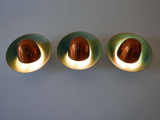 Mid-Century Modern Scandinavian Copper Sconces, 1960s, Set of 3-WPT-1109336