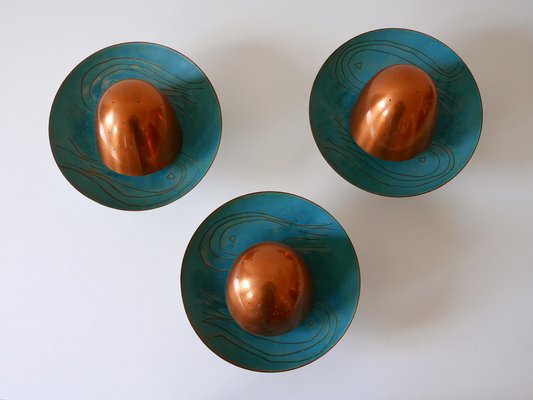 Mid-Century Modern Scandinavian Copper Sconces, 1960s, Set of 3-WPT-1109336