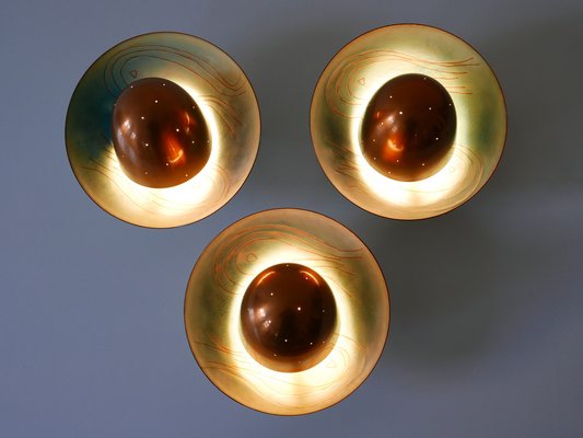 Mid-Century Modern Scandinavian Copper Sconces, 1960s, Set of 3-WPT-1109336