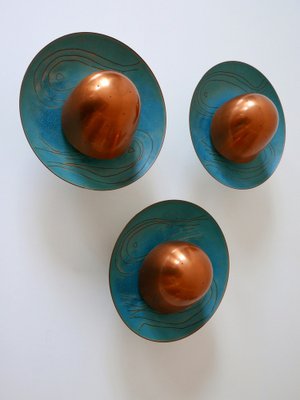 Mid-Century Modern Scandinavian Copper Sconces, 1960s, Set of 3-WPT-1109336