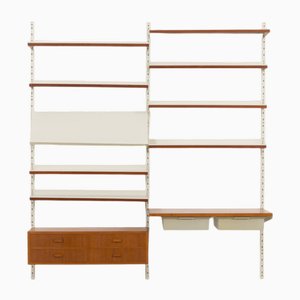 Mid-Century Modern Scandinavian Home Office Wall Unit in Metal and Teak from Gustavsberg, Sweden, 1970s-UE-2036256