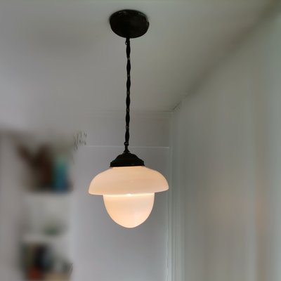 Mid-Century Modern Scandinavian Opal Glass Pendant Lamp, 1950s-SCS-1001766