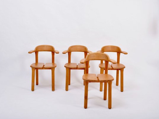 Mid-Century Modern Scandinavian Rustic Dining Chairs, Set of 4-FN-895700