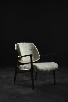 Mid-Century Modern Scandinavian Teak White Armchair Domus by Inge Andersson for Bröderna Andersson, 1960s-ZAA-1741469