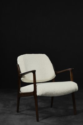 Mid-Century Modern Scandinavian Teak White Armchair Domus by Inge Andersson for Bröderna Andersson, 1960s-ZAA-1741469