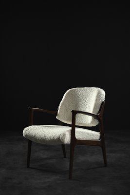 Mid-Century Modern Scandinavian Teak White Armchair Domus by Inge Andersson for Bröderna Andersson, 1960s-ZAA-1741469