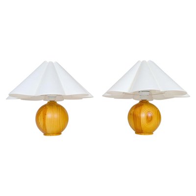 Mid-Century Modern Sculptural Table Lamps in Solid Pine, Sweden, 1970s, Set of 2-UYK-1216764