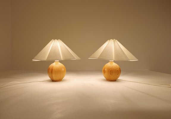 Mid-Century Modern Sculptural Table Lamps in Solid Pine, Sweden, 1970s, Set of 2-UYK-1216764