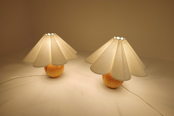 Mid-Century Modern Sculptural Table Lamps in Solid Pine, Sweden, 1970s, Set of 2-UYK-1216764