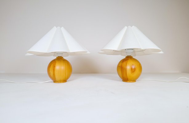 Mid-Century Modern Sculptural Table Lamps in Solid Pine, Sweden, 1970s, Set of 2-UYK-1216764