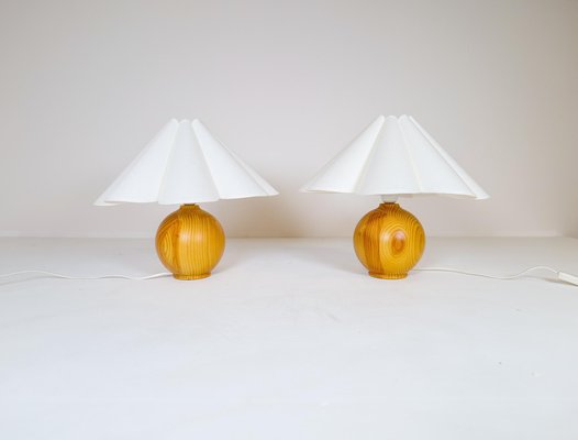 Mid-Century Modern Sculptural Table Lamps in Solid Pine, Sweden, 1970s, Set of 2-UYK-1216764