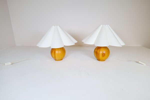 Mid-Century Modern Sculptural Table Lamps in Solid Pine, Sweden, 1970s, Set of 2-UYK-1216764