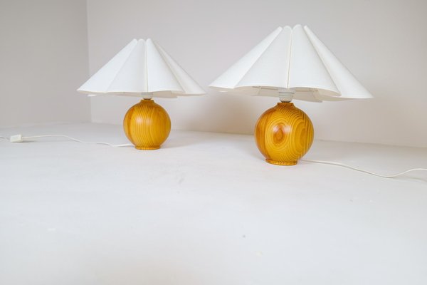 Mid-Century Modern Sculptural Table Lamps in Solid Pine, Sweden, 1970s, Set of 2-UYK-1216764