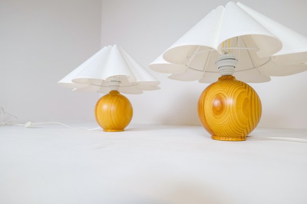 Mid-Century Modern Sculptural Table Lamps in Solid Pine, Sweden, 1970s, Set of 2-UYK-1216764