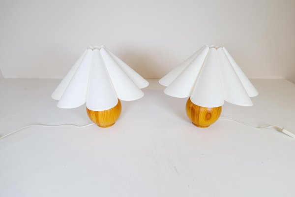 Mid-Century Modern Sculptural Table Lamps in Solid Pine, Sweden, 1970s, Set of 2-UYK-1216764