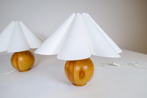 Mid-Century Modern Sculptural Table Lamps in Solid Pine, Sweden, 1970s, Set of 2-UYK-1216764