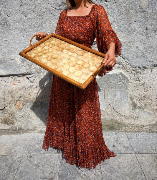 Mid-Century Modern Serving Tray with Sea Shells, Italy, 1970s