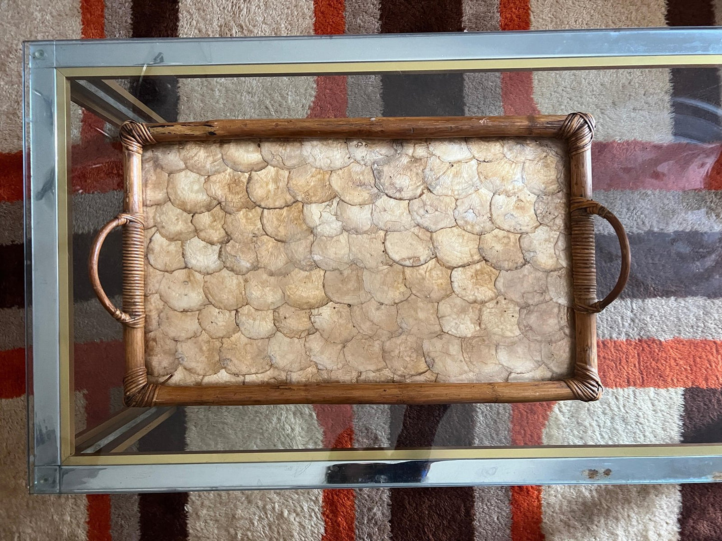 Mid-Century Modern Serving Tray with Sea Shells, Italy, 1970s