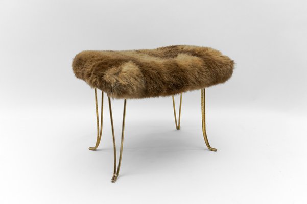 Mid-Century Modern Sheep Brass Stool, 1960s-KQB-1750264