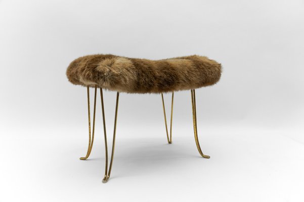 Mid-Century Modern Sheep Brass Stool, 1960s-KQB-1750264