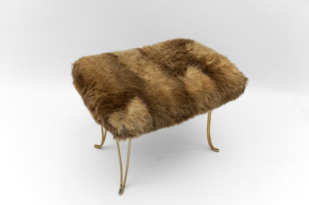 Mid-Century Modern Sheep Brass Stool, 1960s-KQB-1750264