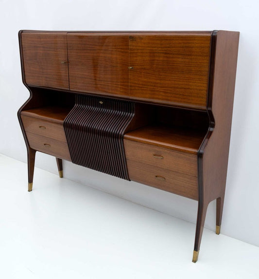 Mid-Century Modern Sideboard with Mobile Bar attributed to Osvaldo Borsani for Atelier Borsani Varedo, 1950s