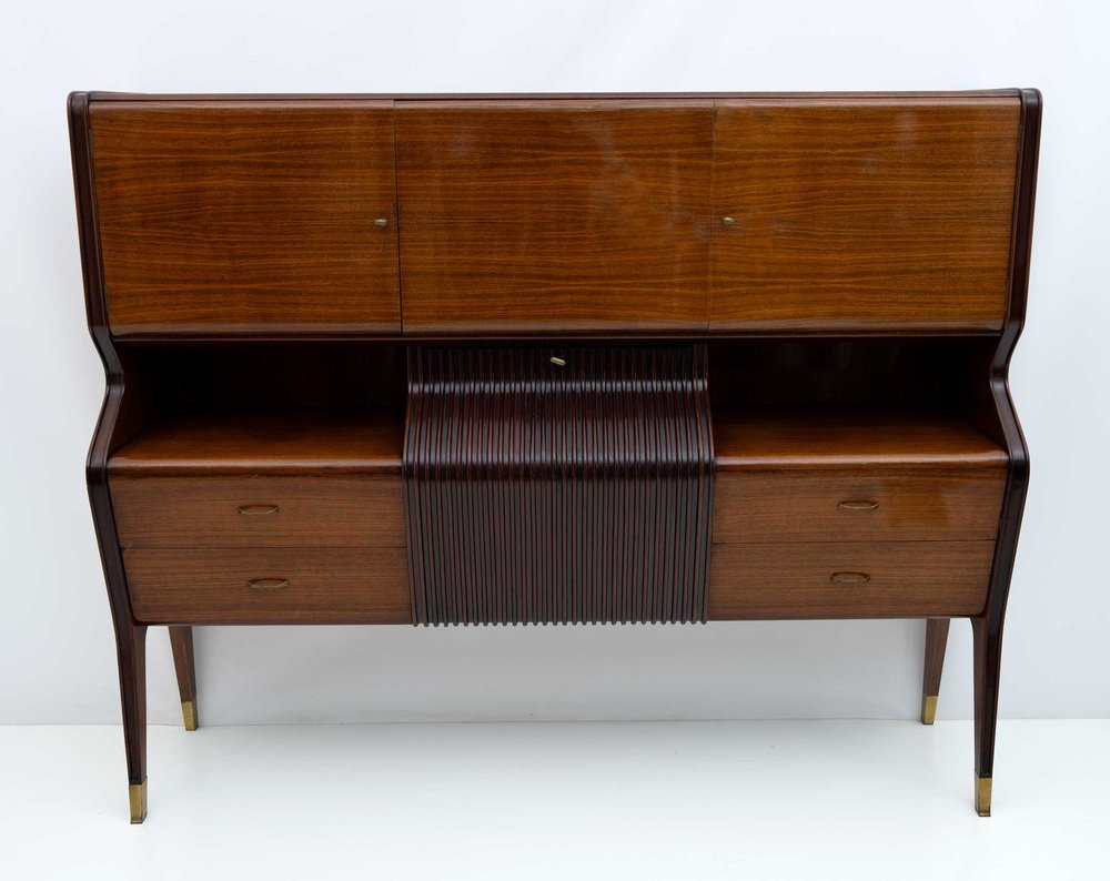 Mid-Century Modern Sideboard with Mobile Bar attributed to Osvaldo Borsani for Atelier Borsani Varedo, 1950s