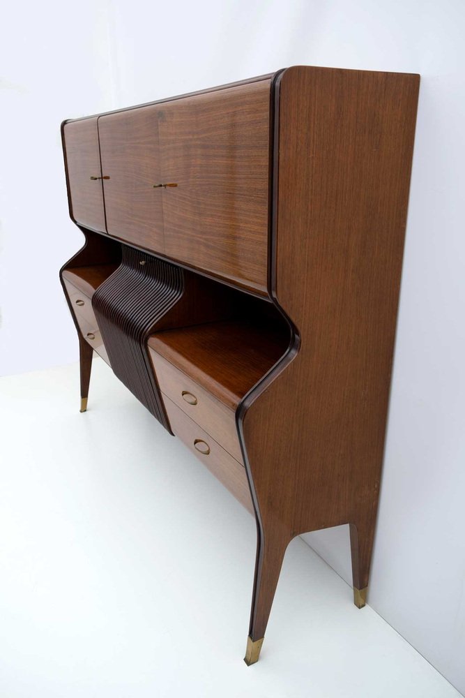 Mid-Century Modern Sideboard with Mobile Bar attributed to Osvaldo Borsani for Atelier Borsani Varedo, 1950s