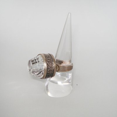 Mid-Century Modern Silver and Rock Crystal Ring by Bengt Hallberg, Sweden, 1969-YGE-688872