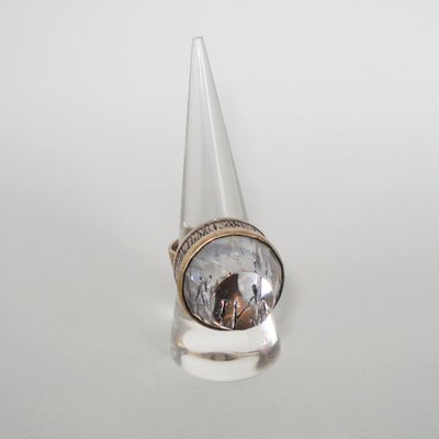 Mid-Century Modern Silver and Rock Crystal Ring by Bengt Hallberg, Sweden, 1969-YGE-688872