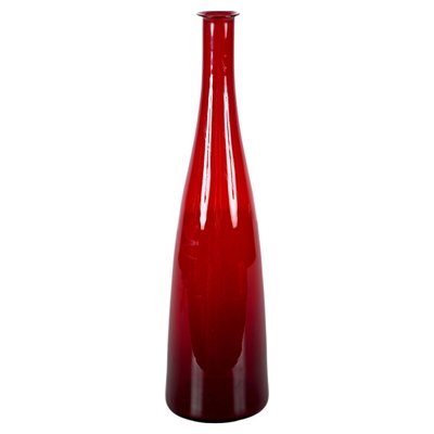 Mid-Century Modern Smoked Ruby Red Blown Murano Glass Bottle, Italy, 1970s-JDR-1372749