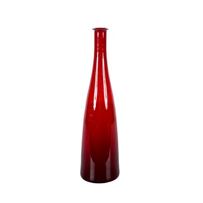 Mid-Century Modern Smoked Ruby Red Blown Murano Glass Bottle, Italy, 1970s-JDR-1372749