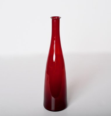 Mid-Century Modern Smoked Ruby Red Blown Murano Glass Bottle, Italy, 1970s-JDR-1372749