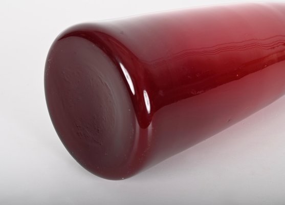 Mid-Century Modern Smoked Ruby Red Blown Murano Glass Bottle, Italy, 1970s-JDR-1372749