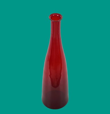 Mid-Century Modern Smoked Ruby Red Blown Murano Glass Bottle, Italy, 1970s-JDR-1372749