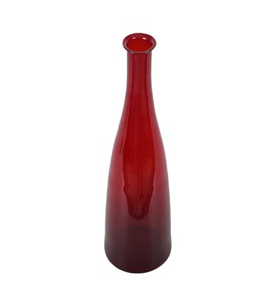 Mid-Century Modern Smoked Ruby Red Blown Murano Glass Bottle, Italy, 1970s-JDR-1372749