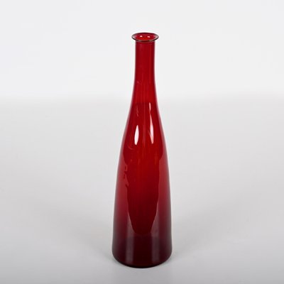 Mid-Century Modern Smoked Ruby Red Blown Murano Glass Bottle, Italy, 1970s-JDR-1372749