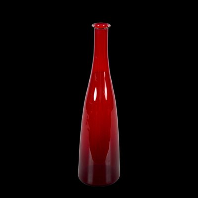 Mid-Century Modern Smoked Ruby Red Blown Murano Glass Bottle, Italy, 1970s-JDR-1372749