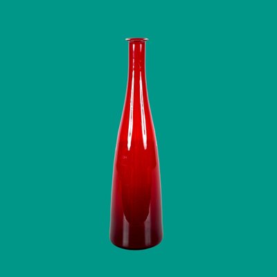 Mid-Century Modern Smoked Ruby Red Blown Murano Glass Bottle, Italy, 1970s-JDR-1372749