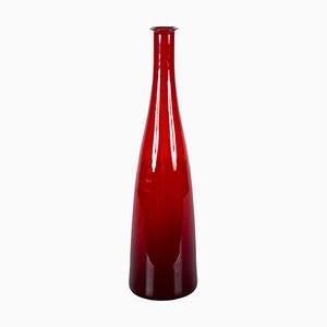 Mid-Century Modern Smoked Ruby Red Blown Murano Glass Bottle, Italy, 1970s-JDR-1372749