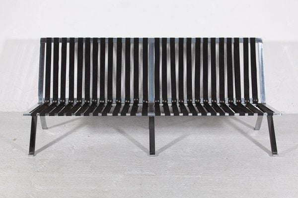 Mid-Century Modern Sofa in Black Leather and Chrome by Hans Eichenberger, 1969-KL-1423410