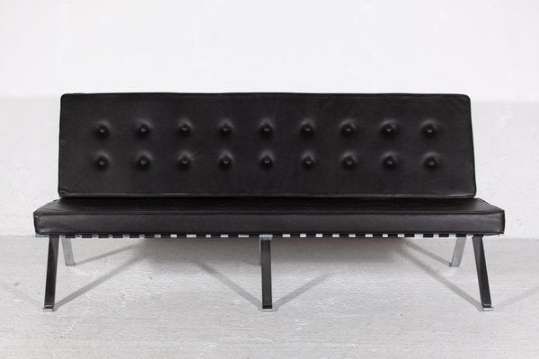 Mid-Century Modern Sofa in Black Leather and Chrome by Hans Eichenberger, 1969-KL-1423410