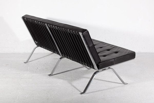 Mid-Century Modern Sofa in Black Leather and Chrome by Hans Eichenberger, 1969-KL-1423410