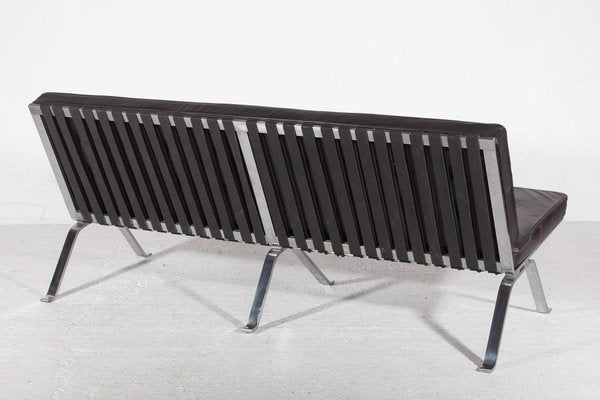 Mid-Century Modern Sofa in Black Leather and Chrome by Hans Eichenberger, 1969-KL-1423410